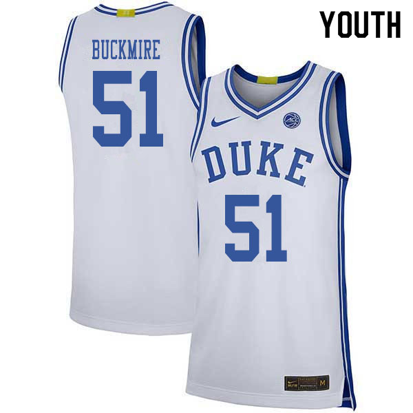 2020 Youth #51 Mike Buckmire Duke Blue Devils College Basketball Jerseys Sale-White